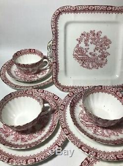 Antique Blair's China Company of England 19 Piece Tea Set Red & Gold Design