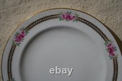 Antique China Set Wedgewood England 10 Plates Pink Flowers Gilt Trim