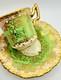 Antique Coalport England Green Encrusted Gold Demitasse Cup & Saucer Teacup