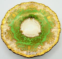 Antique Coalport England Green Encrusted Gold Demitasse Cup & Saucer Teacup