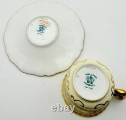 Antique Coalport England Green Encrusted Gold Demitasse Cup & Saucer Teacup