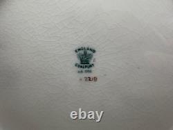 Antique Coalport English Porcelain Set 7 Plates w Green Gold & Floral Decoration