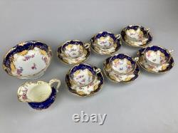 Antique English Bone China 2434 Tea Set Cups Saucers Jug Bowl Coalport Batwing