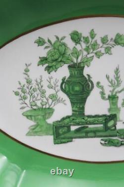 Antique English Spode Copeland 3 Piece Dessert Set R9596 Green Urn & Floral
