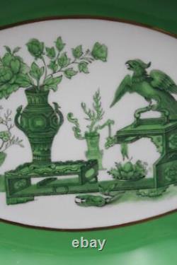 Antique English Spode Copeland 3 Piece Dessert Set R9596 Green Urn & Floral