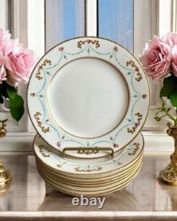 Antique George Jones & Sons England, Crescent China Luncheon Plate Set of Eight