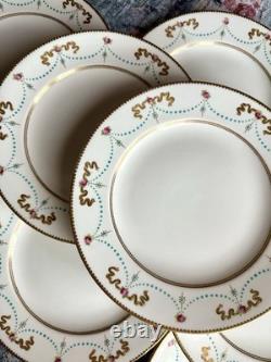 Antique George Jones & Sons England, Crescent China Luncheon Plate Set of Eight