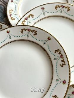 Antique George Jones & Sons England, Crescent China Luncheon Plate Set of Eight