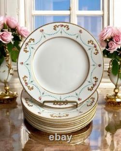 Antique George Jones & Sons England, Crescent China Luncheon Plate Set of Eight