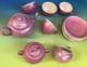 Antique Rare Empire Works Stoke on Trent Pink Tea Set China Saucers Cup England