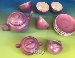 Antique Rare Empire Works Stoke on Trent Pink Tea Set China Saucers Cup England