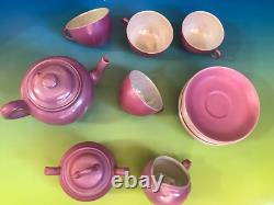 Antique Rare Empire Works Stoke on Trent Pink Tea Set China Saucers Cup England