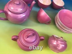 Antique Rare Empire Works Stoke on Trent Pink Tea Set China Saucers Cup England