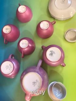 Antique Rare Empire Works Stoke on Trent Pink Tea Set China Saucers Cup England