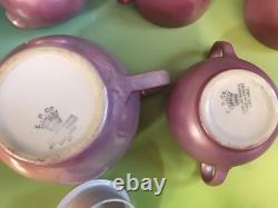 Antique Rare Empire Works Stoke on Trent Pink Tea Set China Saucers Cup England