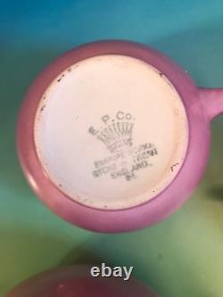 Antique Rare Empire Works Stoke on Trent Pink Tea Set China Saucers Cup England