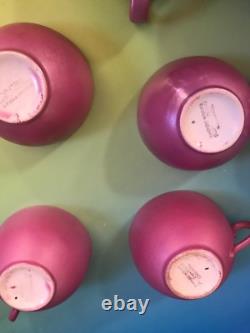 Antique Rare Empire Works Stoke on Trent Pink Tea Set China Saucers Cup England