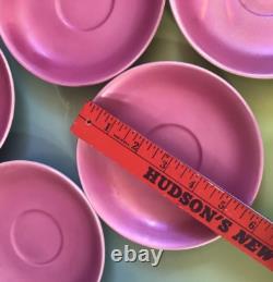 Antique Rare Empire Works Stoke on Trent Pink Tea Set China Saucers Cup England