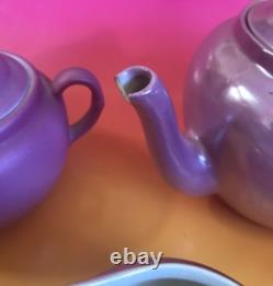 Antique Rare Empire Works Stoke on Trent Pink Tea Set China Saucers Cup England