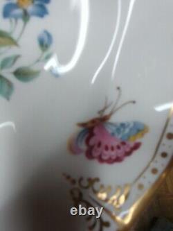 Antique Royal Crown Derby Dinner Plate Set Ruffle Edge Butterfly Plates Set 4