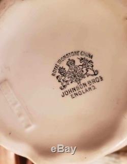 Antique Royal Ironstone White China Pitcher Basin Bowl Set Johnson Bros. England