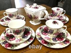 Antique Royal Patrician Fine Bone China England Complete Tea 13 Piece Set Signed