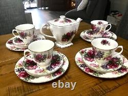 Antique Royal Patrician Fine Bone China England Complete Tea 13 Piece Set Signed