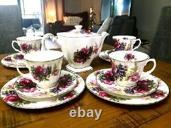 Antique Royal Patrician Fine Bone China England Complete Tea 13 Piece Set Signed