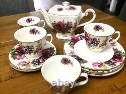 Antique Royal Patrician Fine Bone China England Complete Tea 13 Piece Set Signed