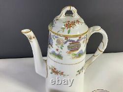 Antique Royal Worcester Demitasse Tea Set Pekin Pattern 11-PCS Set