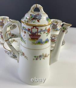 Antique Royal Worcester Demitasse Tea Set Pekin Pattern 11-PCS Set