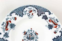 Antique Set 10 Large Rim Soup Bowls Meakin England China Sevres Flow Blue Floral