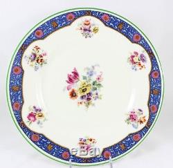 Antique Set 11 Dinner Plates Royal Doulton Bone China Pink Flowers Blue Green