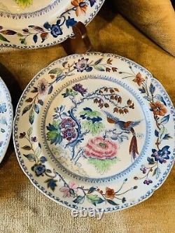 Antique Set Of 3 Davenport Stone China Plate Flying Bird Pattern Mark 1819- 1864