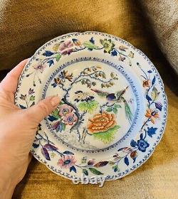 Antique Set Of 3 Davenport Stone China Plate Flying Bird Pattern Mark 1819- 1864