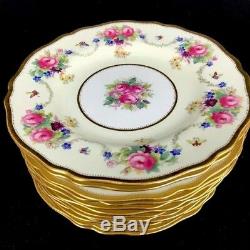 Antique Spode Copeland's China England Hand Painted Floral Dessert Plates Set 12