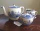 Antique Tea Set England Allerton's Flow Blue Willow China Chinese Pagoda