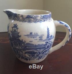 Antique Tea Set England Allerton's Flow Blue Willow China Chinese Pagoda