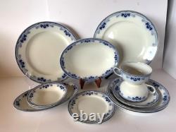 Antique W. H. Grindley China Idris (flow Blue) England Set Of 14 Pieces