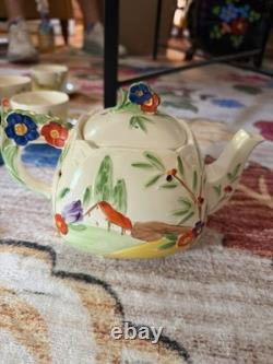 Antique W. H. Grindley England Art Deco Hand Painted Cottage China Set 50 piece