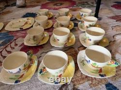 Antique W. H. Grindley England Art Deco Hand Painted Cottage China Set 50 piece