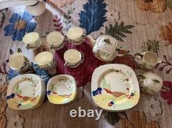 Antique W. H. Grindley England Art Deco Hand Painted Cottage China Set 50 piece
