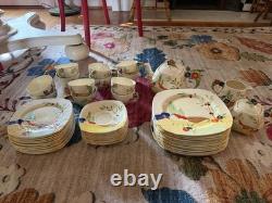 Antique W. H. Grindley England Art Deco Hand Painted Cottage China Set 50 piece