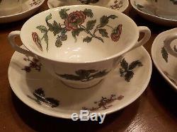 Antique Wedgewood Mandarin Doubled Handled Soup Bowls/Saucers England Set-10