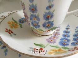 Art Deco Vintage Bone China Tea Set Hollyhocks PLANT TUSCAN 1930s Floral Pastel