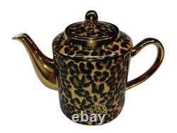 Asprey London Tea Set Bone China Made In England Leopard Design GOLD Accents