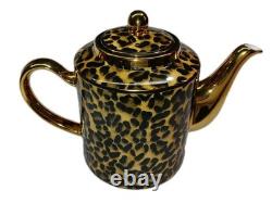 Asprey London Tea Set Bone China Made In England Leopard Design GOLD Accents