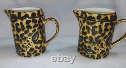 Asprey London Tea Set Bone China Made In England Leopard Design GOLD Accents