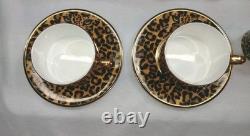Asprey London Tea Set Bone China Made In England Leopard Design GOLD Accents