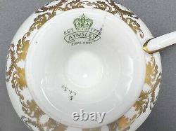 Aynsley 1543 Maroon Artist Signed Tea Cup Saucer Set Bone China England